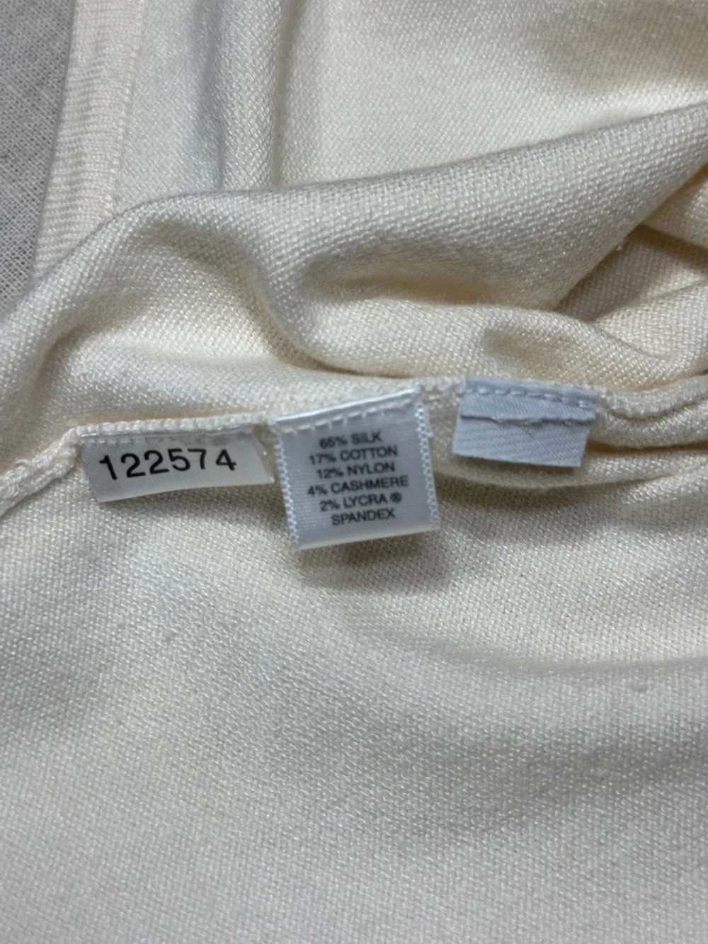 Ann Taylor Cream Silk cotton Blend Cardigan with Shell Flower Detail Women’s M - Picture 3 of 7